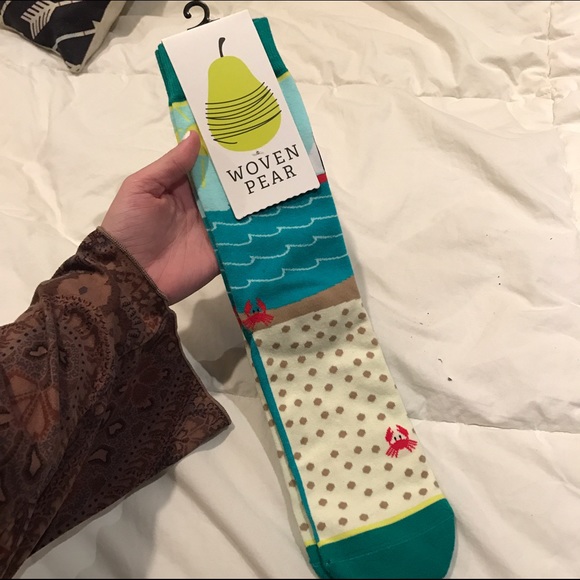 brand new!! woven pear "life's a beach" sock