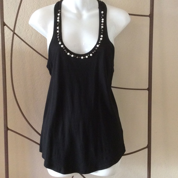 Black racer back embellished tank from Express