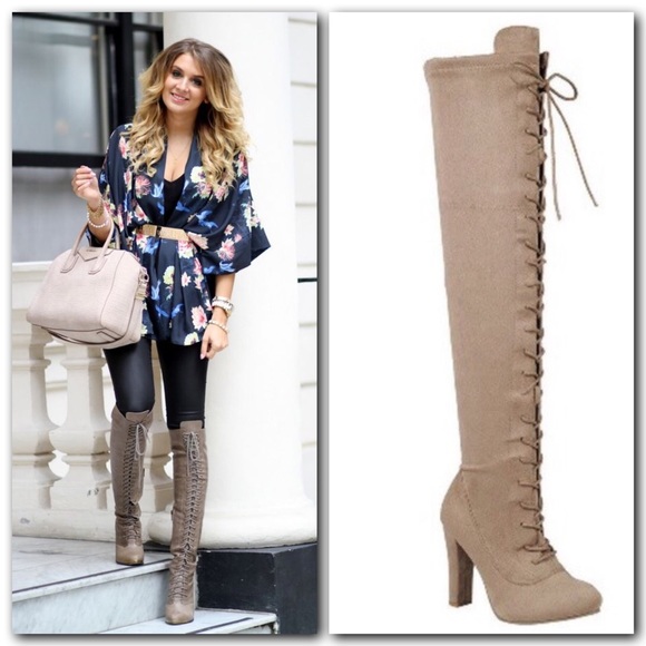 CLEARANCE ‼️FIRM‼️Over the Knee Lace up Boots - Picture 3 of 4