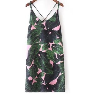 Tropical Print V-neck dress