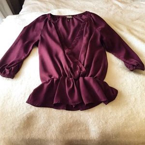 Bobbi / Revolve Clothing Peplum Blouse Oxblood SM