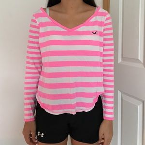 A pink and white striped shirt