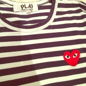 PLAY Comme des garcons long sleeve navy and white