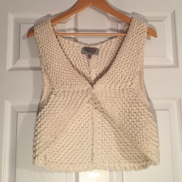Crotchet/knit Vest, Cream, Size Large