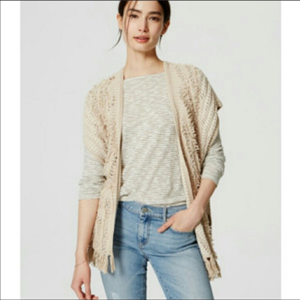 NWT LOFT fringe poncho