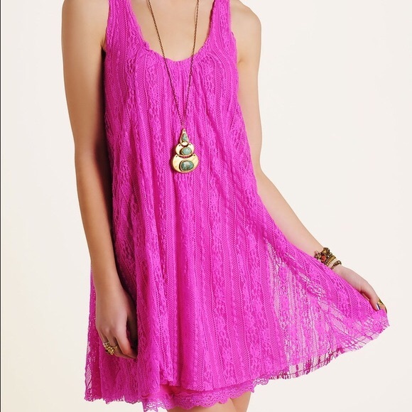 Free People Lace Dress in Wild Pink