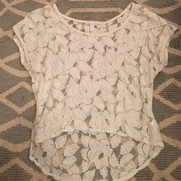 Xhilaration Tops - High lo off white lace shirt