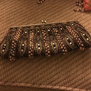 Elegant brown sequin evening bag