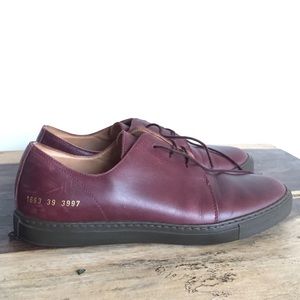 Common Projects Burgundy Leather Derby Sneakers