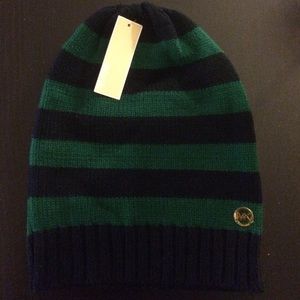 ❗LOWERED❗️ Michael Kors navy/green striped beanie