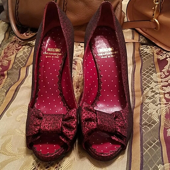 Moschino Red Open Toe Pumps - Picture 1 of 3