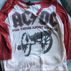 Forever 21 AC/DC Baseball Henley Tee