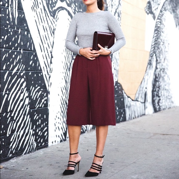 Burgundy culottes🍒