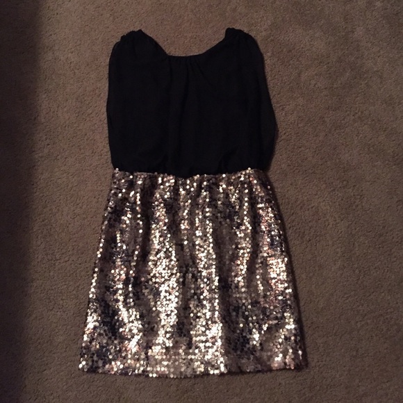 Black and gold sequence dress