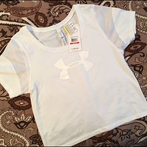 Under Armour heat gear WHITE crop training shirt!