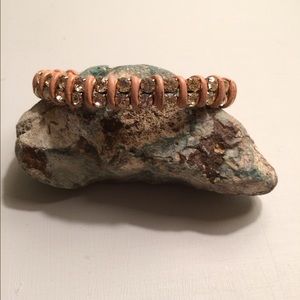 FOSSIL PINK RHINESTONE LEATHER BRACELET