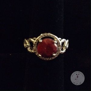 Sterling Silver Genuine Ruby Ring with Diamonds