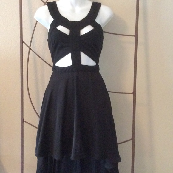 Black bodycon high low dress