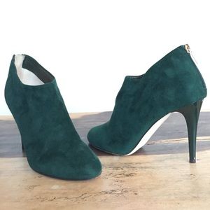 Jimmy Choo ankle booties in dark green suede