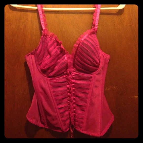 Fuchsia Pink Sheer Corset Top