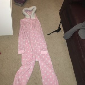 Baby pink polka dot onesie