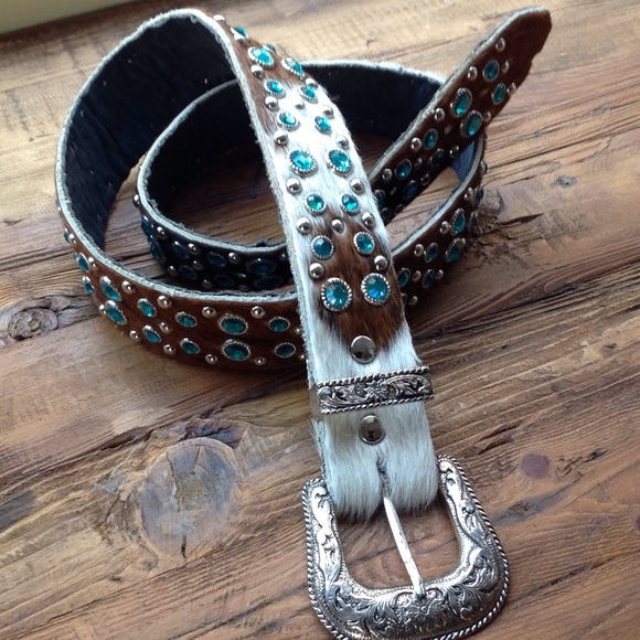 Handmade Calf Skin Leather Cowgirl Belt - 34"