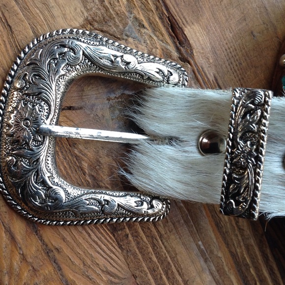 Handmade Calf Skin Leather Cowgirl Belt - 34\