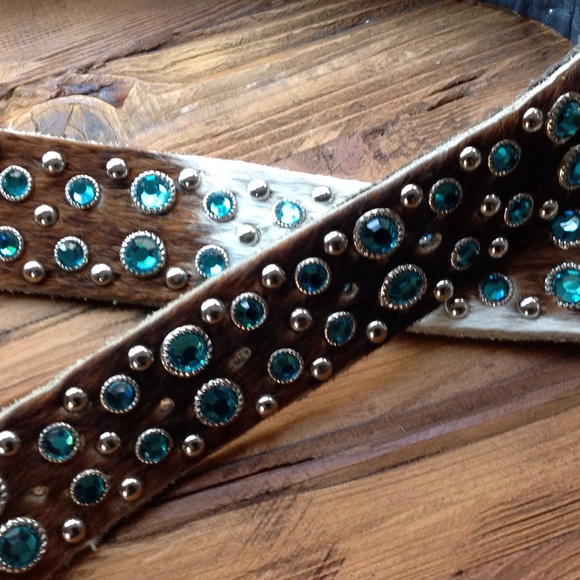 Handmade Calf Skin Leather Cowgirl Belt - 34\