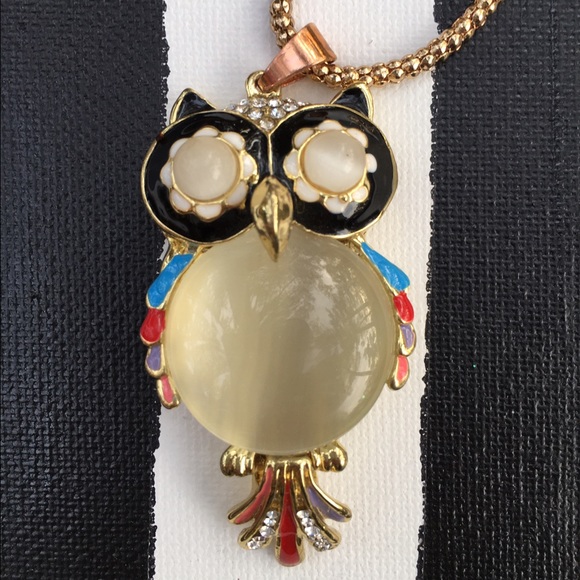 Betsey Johnson Moonstone Owl Pendant