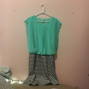 Flowy top and pencil skirt dress