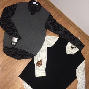 2 men's button down shirts w vests & 2 free gifts