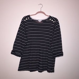 Croft and Barrow 3/4 Sleeve Striped Shirt