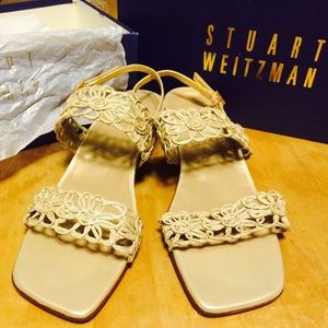 Never Worn Stuart Weitzman Gold & Tan Sandals! Sz7