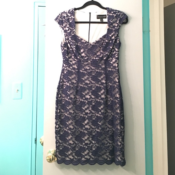 Navy lace dress by Connected