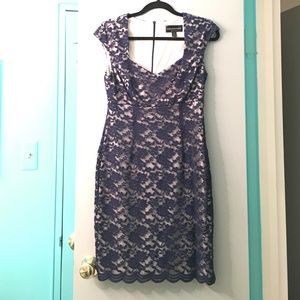 Navy lace dress by Connected