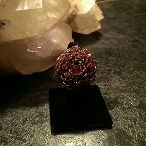 Purple Beaded Rose Statement Ring