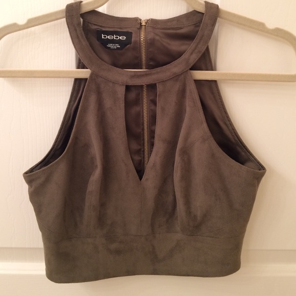 Bebe Green Faux Suede Crop Top