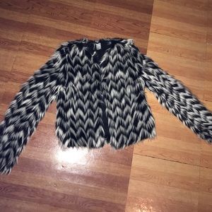 Black and white fur jacket