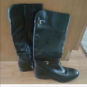 Black leather riding boots