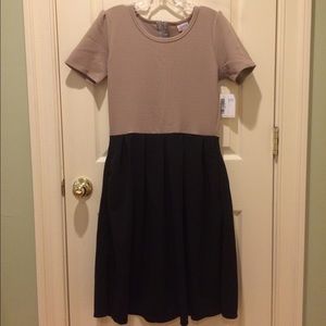 LuLaRoe Amelia dress (pockets!) in beige & black