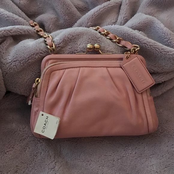Women's pink all leather coach purse