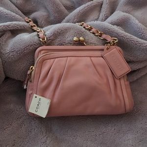 Women's pink all leather coach purse