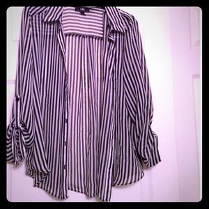 Sheer striped button up
