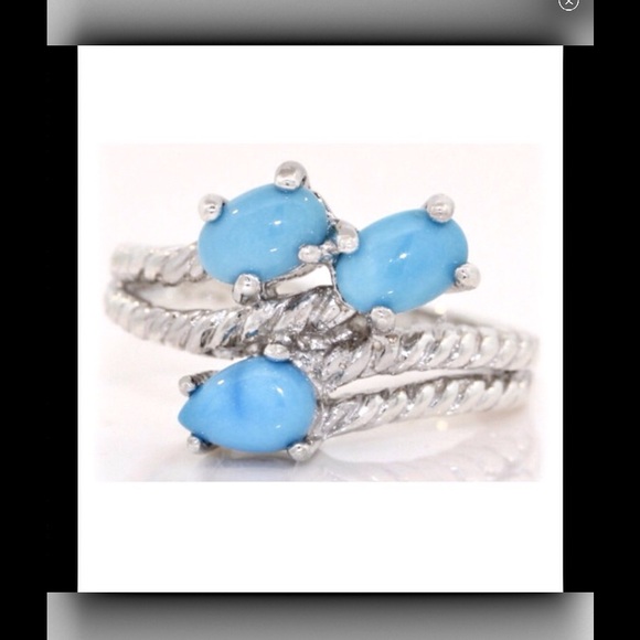 Jewelry - Blue turquoise, Sterling silver, rope ring