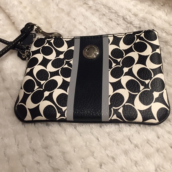 Coach black and white wristlet