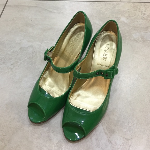 Green J.Crew sandals 3 inches