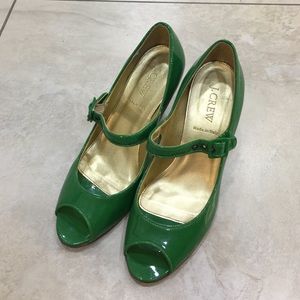Green J.Crew sandals 3 inches