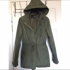 Hooded Military Jacket - Olive Green