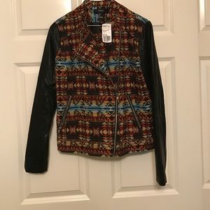 BRAND NEW FOREVER 21 Patterned Moto Jacket