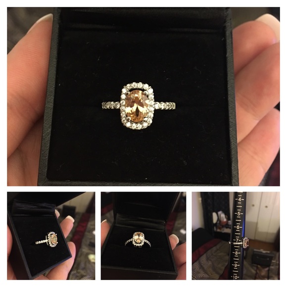 Morganite & White Sapphire white gold filled ring